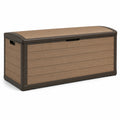 Wetterfeste Garten-Aufbewahrungsbox aus Kunststoff in Braun/Dunkelbraun, 120 × 56 × 63 cm