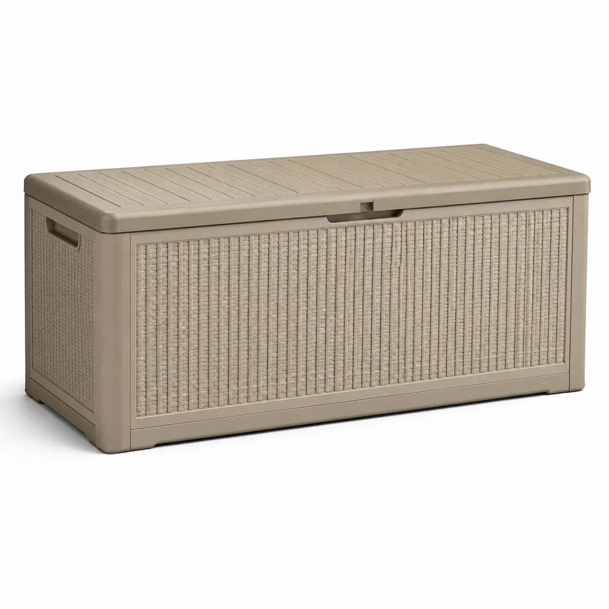 Kunststoff-Aufbewahrungsbox mit Deckel in Taupe, 120 x 55 x 60 cm