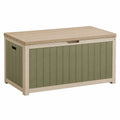 Garten-Aufbewahrungsbox aus Kunststoff mit Deckel, 120 × 60 × 65 cm, Grün/Beige
