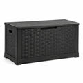 Garten-Aufbewahrungsbox aus Kunststoff in Flechtoptik, Schwarz, 120 × 55 × 60 cm