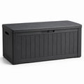 Garten-Aufbewahrungsbox aus Kunststoff in Anthrazit-Holzoptik, 120 × 55 × 60 cm