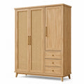 Kleiderschrank im Retro-Stil mit Rattangeflecht, 120 × 55 × 190 cm, Naturholz/Beige