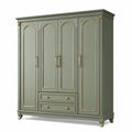 Klassischer Kleiderschrank, 200 × 60 × 220 cm, Olivgrün mit Goldakzenten