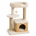 Katzenkratzbaum 60 × 50 × 120 cm in Beige und Naturholz mit Sisalstämmen, Höhle und Liegeflächen